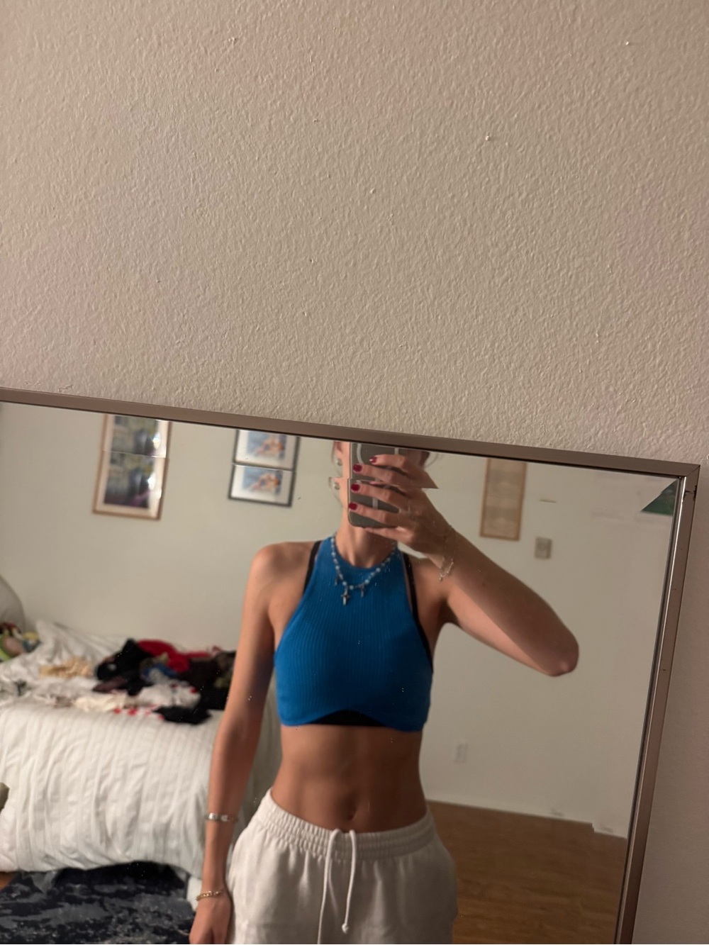 Urban Outfitters Blue Ribbed Halter Crop Top